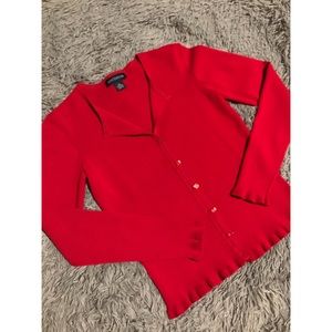ANN TAYLOR Red Wool Cardigan